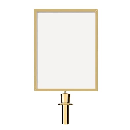 Post&Rope Stanchion SignFrame 22x28V Pol. Brass Steel PLEASE WAIT